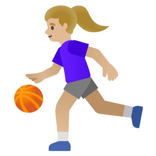 Google design of the woman bouncing ball: medium-light skin tone emoji verson:Noto Color Emoji 15.0