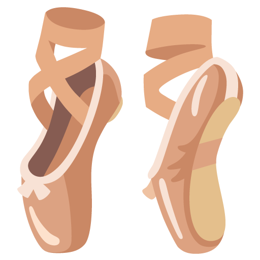 Google design of the ballet shoes emoji verson:Noto Color Emoji 15.0