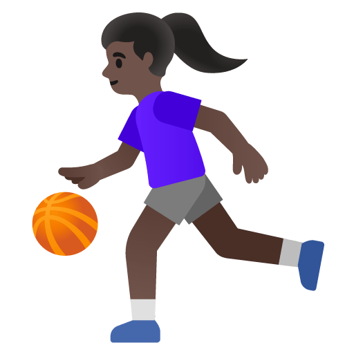 Google design of the woman bouncing ball: dark skin tone emoji verson:Noto Color Emoji 15.0