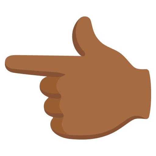 Google design of the backhand index pointing left: medium-dark skin tone emoji verson:Noto Color Emoji 15.0