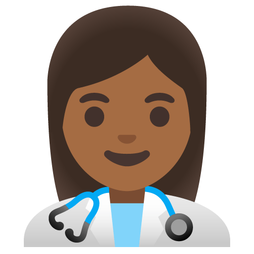 Google design of the woman health worker: medium-dark skin tone emoji verson:Noto Color Emoji 15.0