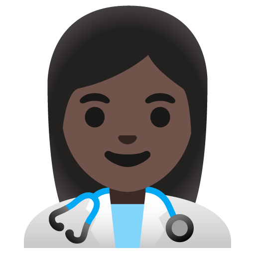 Google design of the woman health worker: dark skin tone emoji verson:Noto Color Emoji 15.0