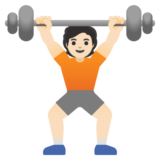 Google design of the person lifting weights: light skin tone emoji verson:Noto Color Emoji 15.0