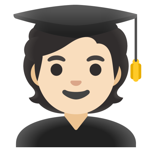 Google design of the student: light skin tone emoji verson:Noto Color Emoji 15.0