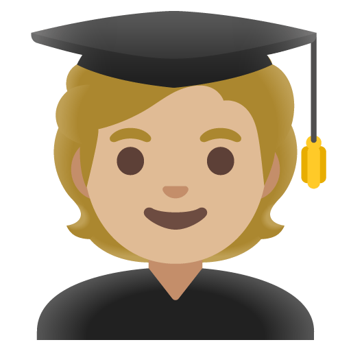Google design of the student: medium-light skin tone emoji verson:Noto Color Emoji 15.0