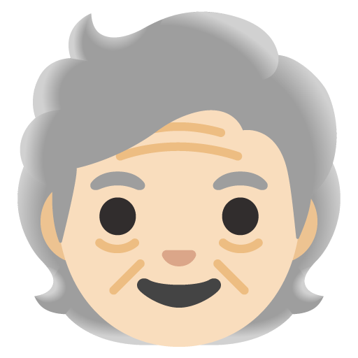 Google design of the older person: light skin tone emoji verson:Noto Color Emoji 15.0