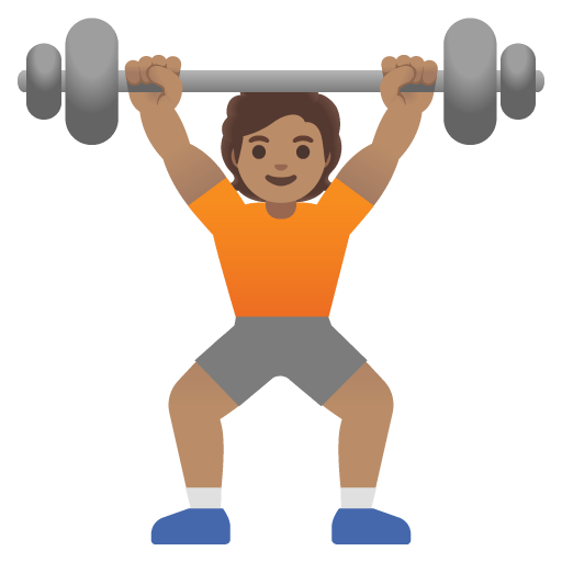 Google design of the person lifting weights: medium skin tone emoji verson:Noto Color Emoji 15.0