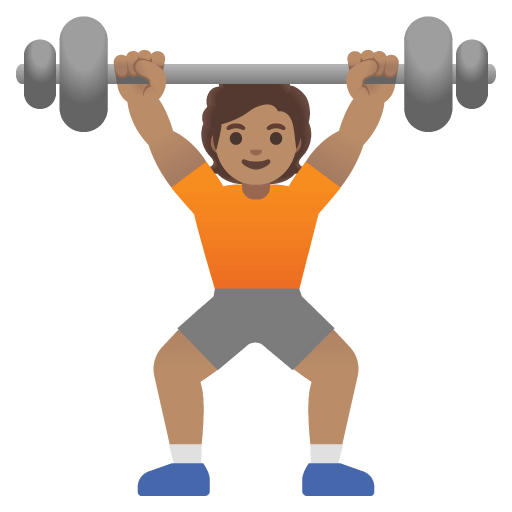 Google design of the person lifting weights: medium skin tone emoji verson:Noto Color Emoji 15.0