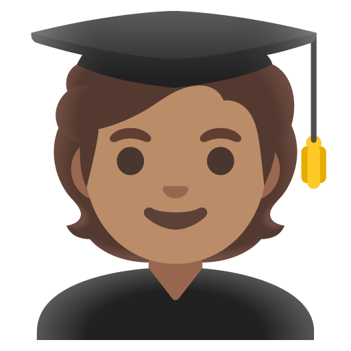 Google design of the student: medium skin tone emoji verson:Noto Color Emoji 15.0