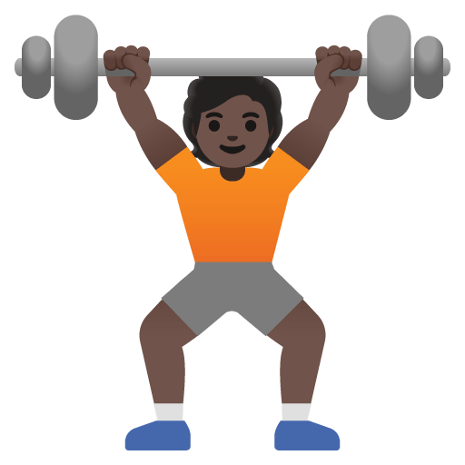 Google design of the person lifting weights: dark skin tone emoji verson:Noto Color Emoji 15.0