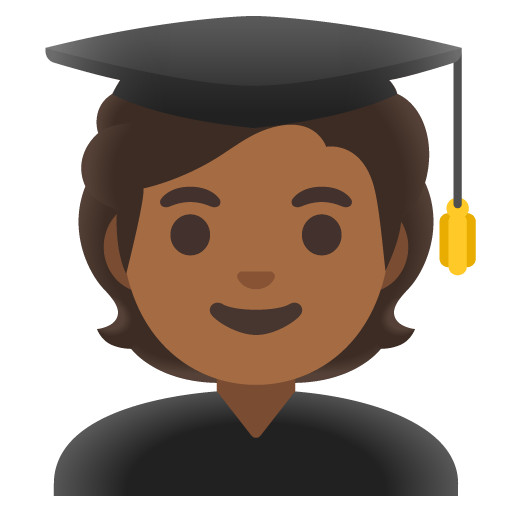 Google design of the student: medium-dark skin tone emoji verson:Noto Color Emoji 15.0