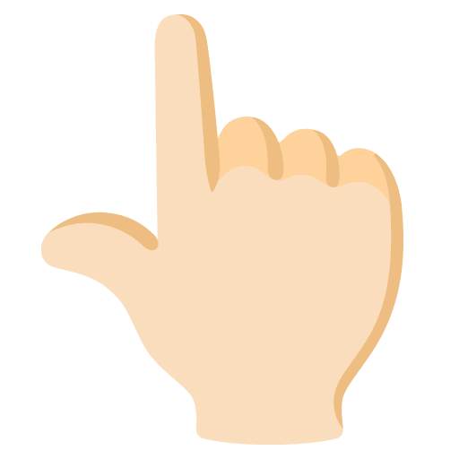 Google design of the backhand index pointing up: light skin tone emoji verson:Noto Color Emoji 15.0