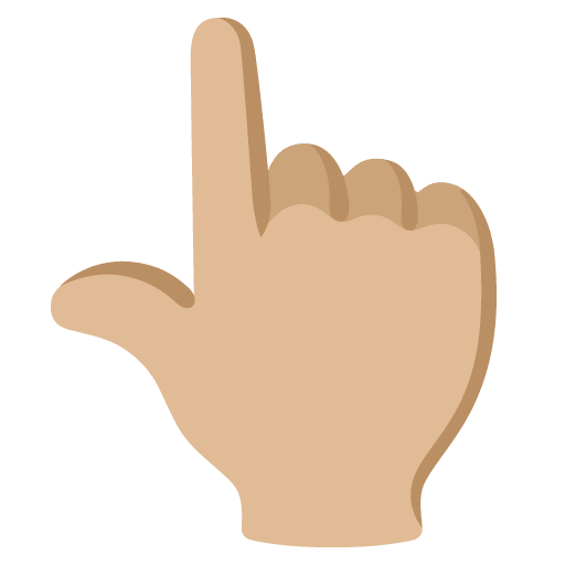 Google design of the backhand index pointing up: medium-light skin tone emoji verson:Noto Color Emoji 15.0