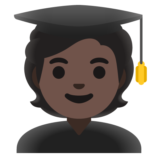 Google design of the student: dark skin tone emoji verson:Noto Color Emoji 15.0