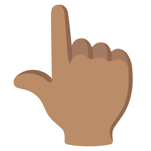 Google design of the backhand index pointing up: medium skin tone emoji verson:Noto Color Emoji 15.0