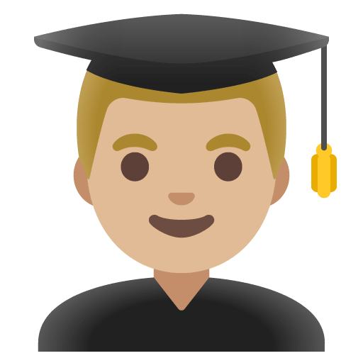 Google design of the man student: medium-light skin tone emoji verson:Noto Color Emoji 15.0