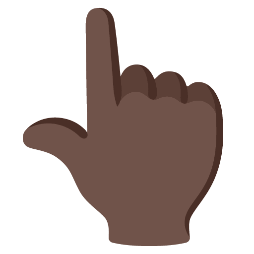 Google design of the backhand index pointing up: dark skin tone emoji verson:Noto Color Emoji 15.0