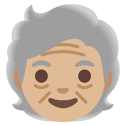 Google design of the older person: medium-light skin tone emoji verson:Noto Color Emoji 15.0