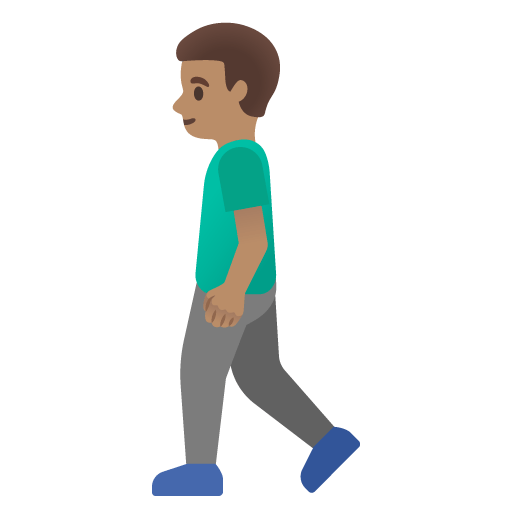 Google design of the man walking: medium skin tone emoji verson:Noto Color Emoji 15.0