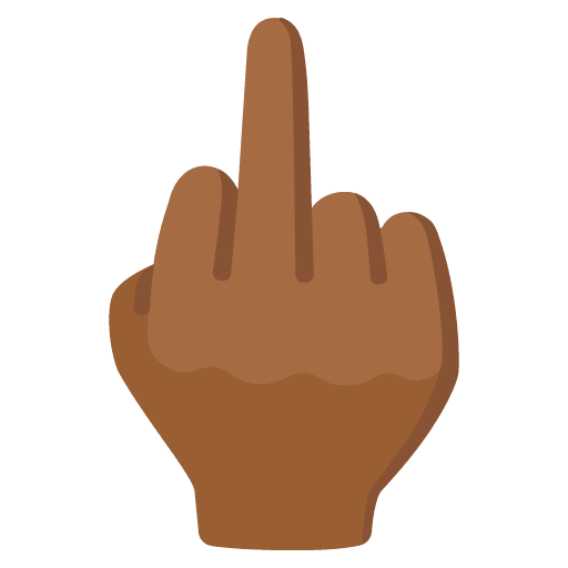 Google design of the middle finger: medium-dark skin tone emoji verson:Noto Color Emoji 15.0