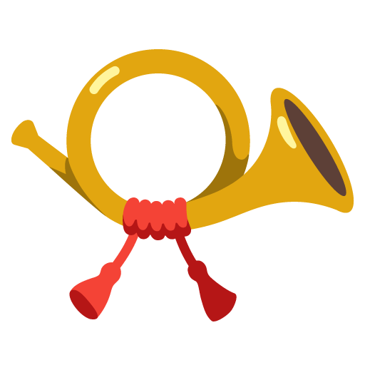 Google design of the postal horn emoji verson:Noto Color Emoji 15.0