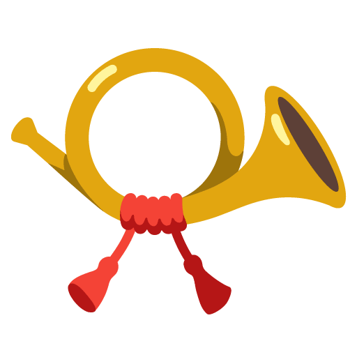 Google design of the postal horn emoji verson:Noto Color Emoji 15.0