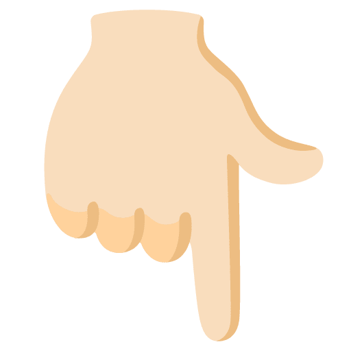 Google design of the backhand index pointing down: light skin tone emoji verson:Noto Color Emoji 15.0