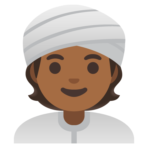 Google design of the person wearing turban: medium-dark skin tone emoji verson:Noto Color Emoji 15.0