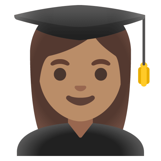 Google design of the woman student: medium skin tone emoji verson:Noto Color Emoji 15.0