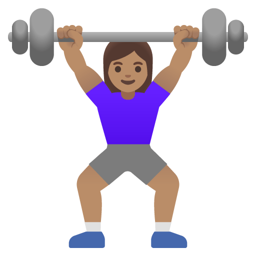 Google design of the woman lifting weights: medium skin tone emoji verson:Noto Color Emoji 15.0