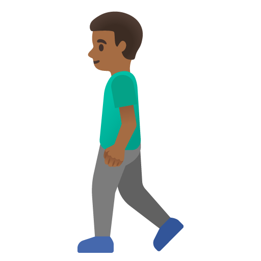 Google design of the man walking: medium-dark skin tone emoji verson:Noto Color Emoji 15.0