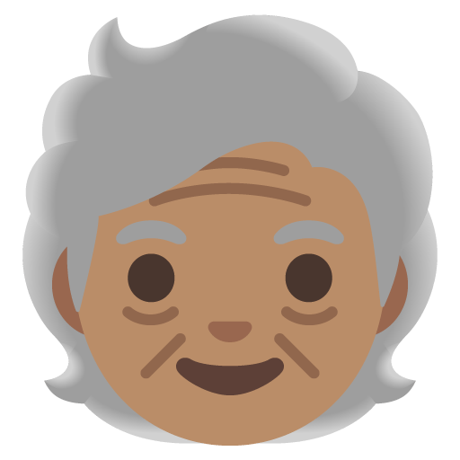 Google design of the older person: medium skin tone emoji verson:Noto Color Emoji 15.0