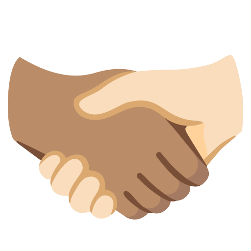Google design of the handshake: medium skin tone light skin tone emoji verson:Noto Color Emoji 15.0