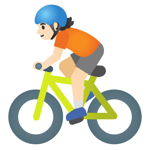 Google design of the person biking: light skin tone emoji verson:Noto Color Emoji 15.0