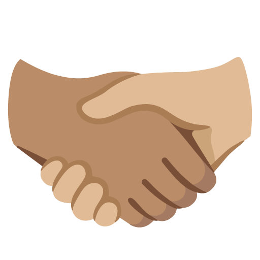 Google design of the handshake: medium skin tone medium-light skin tone emoji verson:Noto Color Emoji 15.0