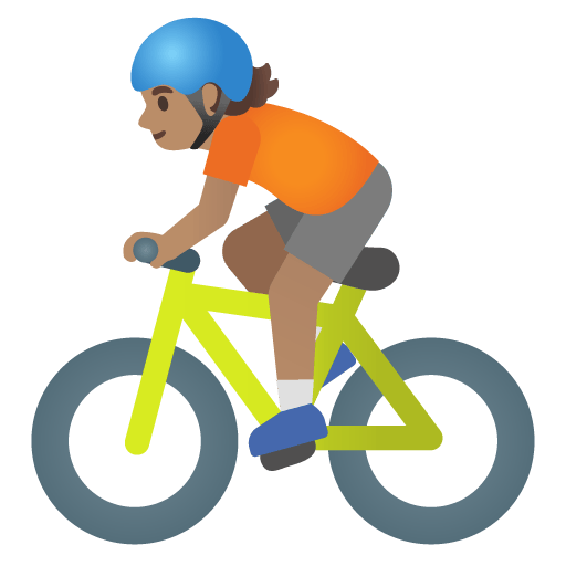 Google design of the person biking: medium skin tone emoji verson:Noto Color Emoji 15.0