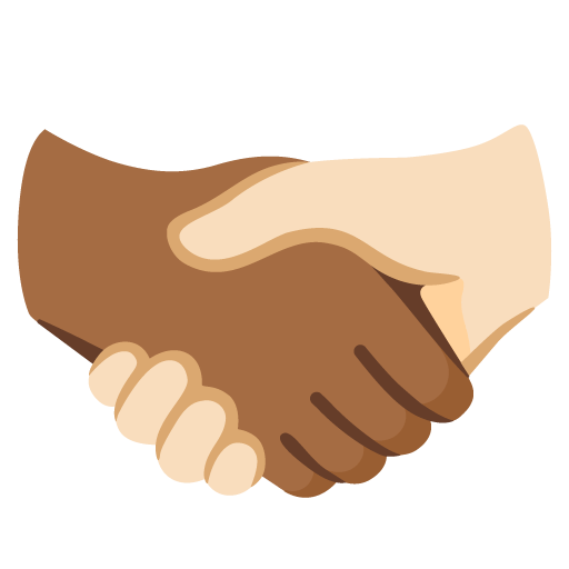 Google design of the handshake: medium-dark skin tone light skin tone emoji verson:Noto Color Emoji 15.0