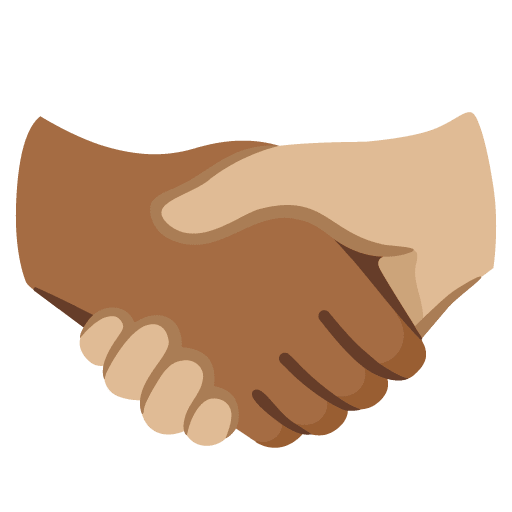 Google design of the handshake: medium-dark skin tone medium-light skin tone emoji verson:Noto Color Emoji 15.0
