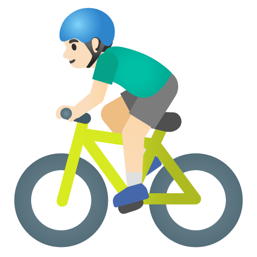 Google design of the man biking: light skin tone emoji verson:Noto Color Emoji 15.0
