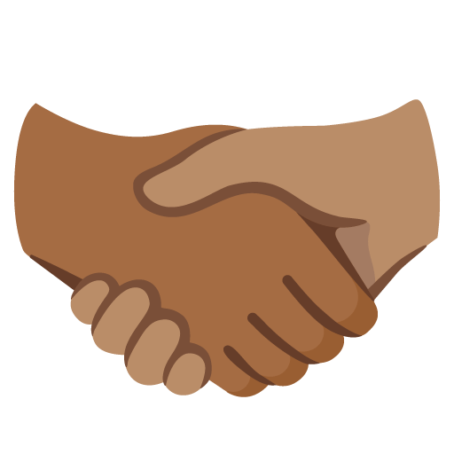 Google design of the handshake: medium-dark skin tone medium skin tone emoji verson:Noto Color Emoji 15.0