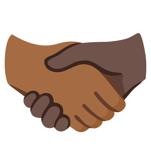 Google design of the handshake: medium-dark skin tone dark skin tone emoji verson:Noto Color Emoji 15.0
