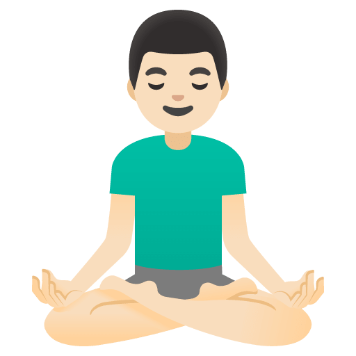 Google design of the man in lotus position: light skin tone emoji verson:Noto Color Emoji 15.0