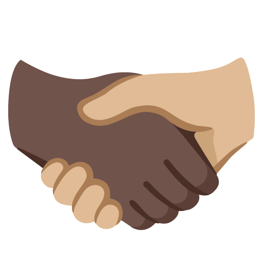 Google design of the handshake: dark skin tone medium-light skin tone emoji verson:Noto Color Emoji 15.0