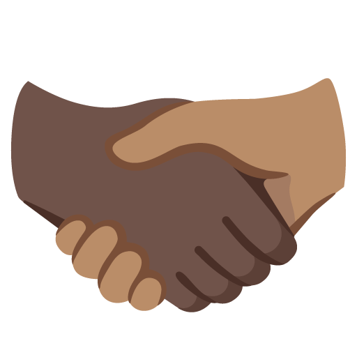 Google design of the handshake: dark skin tone medium skin tone emoji verson:Noto Color Emoji 15.0