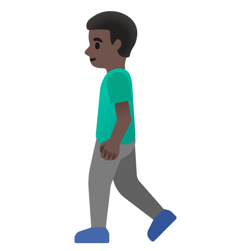 Google design of the man walking: dark skin tone emoji verson:Noto Color Emoji 15.0