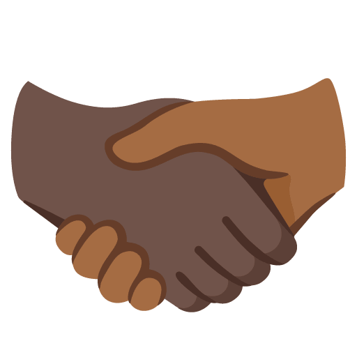 Google design of the handshake: dark skin tone medium-dark skin tone emoji verson:Noto Color Emoji 15.0