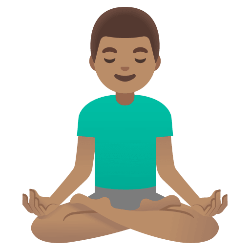 Google design of the man in lotus position: medium skin tone emoji verson:Noto Color Emoji 15.0