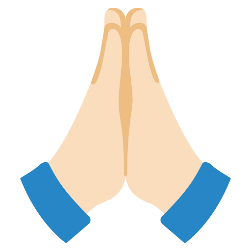 Google design of the folded hands: light skin tone emoji verson:Noto Color Emoji 15.0