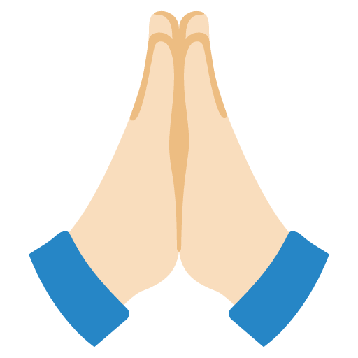 Google design of the folded hands: light skin tone emoji verson:Noto Color Emoji 15.0
