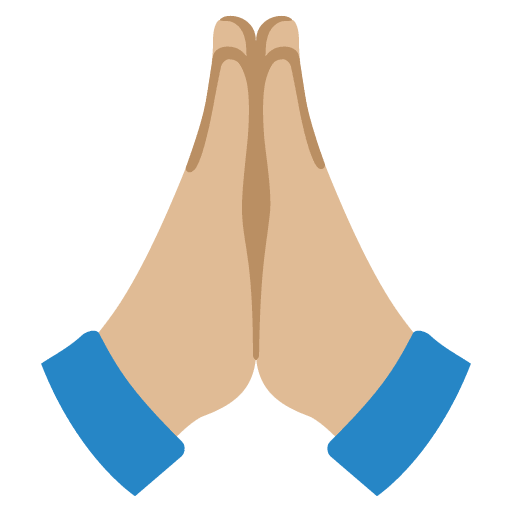 Google design of the folded hands: medium-light skin tone emoji verson:Noto Color Emoji 15.0
